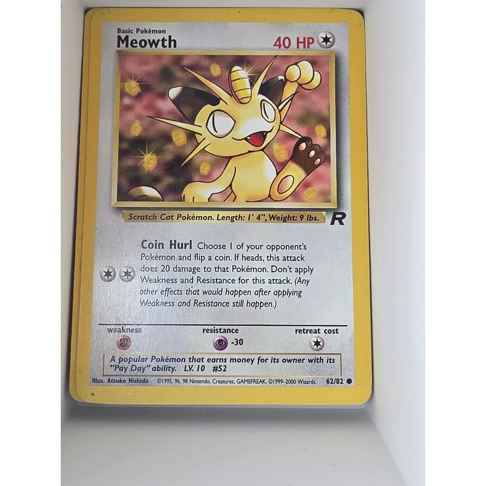 Meowth 62/82 Common Team Rocket Pokemon Unlimited Near Mint